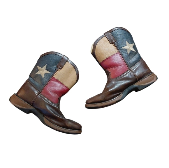 Durango Rebel Cowboy Boots Texas Flag Square Toe Western Boots Size 7 M